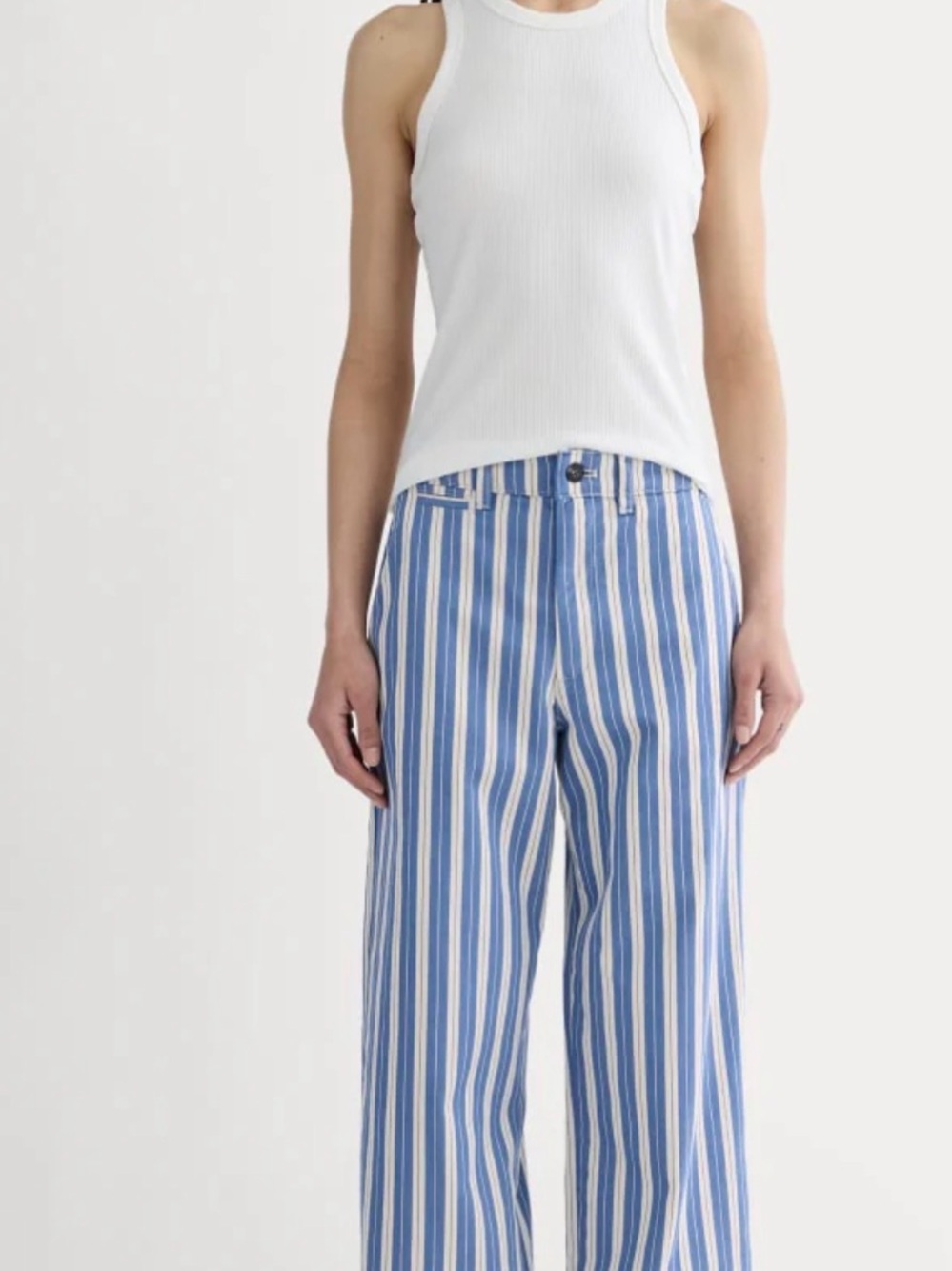 Everlane Wide-Leg Blue & White Striped Women's Pants